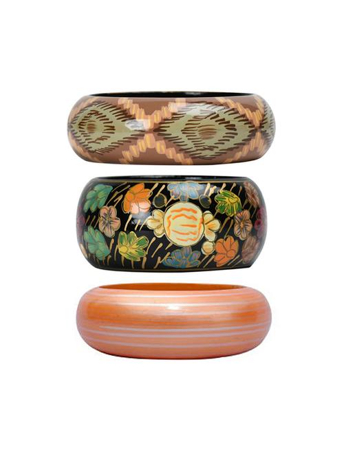 set of 3 multi colored wood bangle - 18113438 - Standard Image - 0
