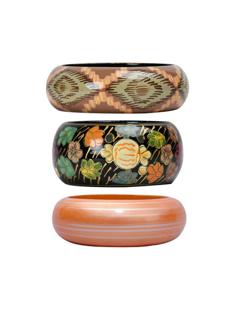 set of 3 multi colored wood bangle - 18113438 - Zoom Image - 0