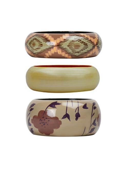 set of 3 multi colored wood bangle - 18113442 - Standard Image - 0