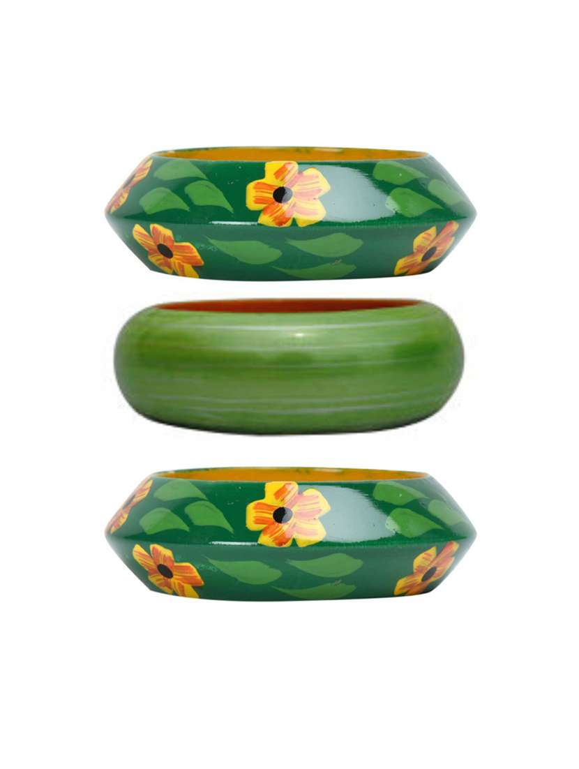 set of 3 multi colored wood bangle