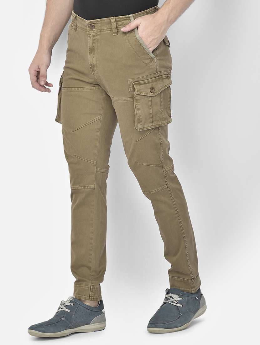 green solid cargo casual trouser - 18117618 -  Standard Image - 1