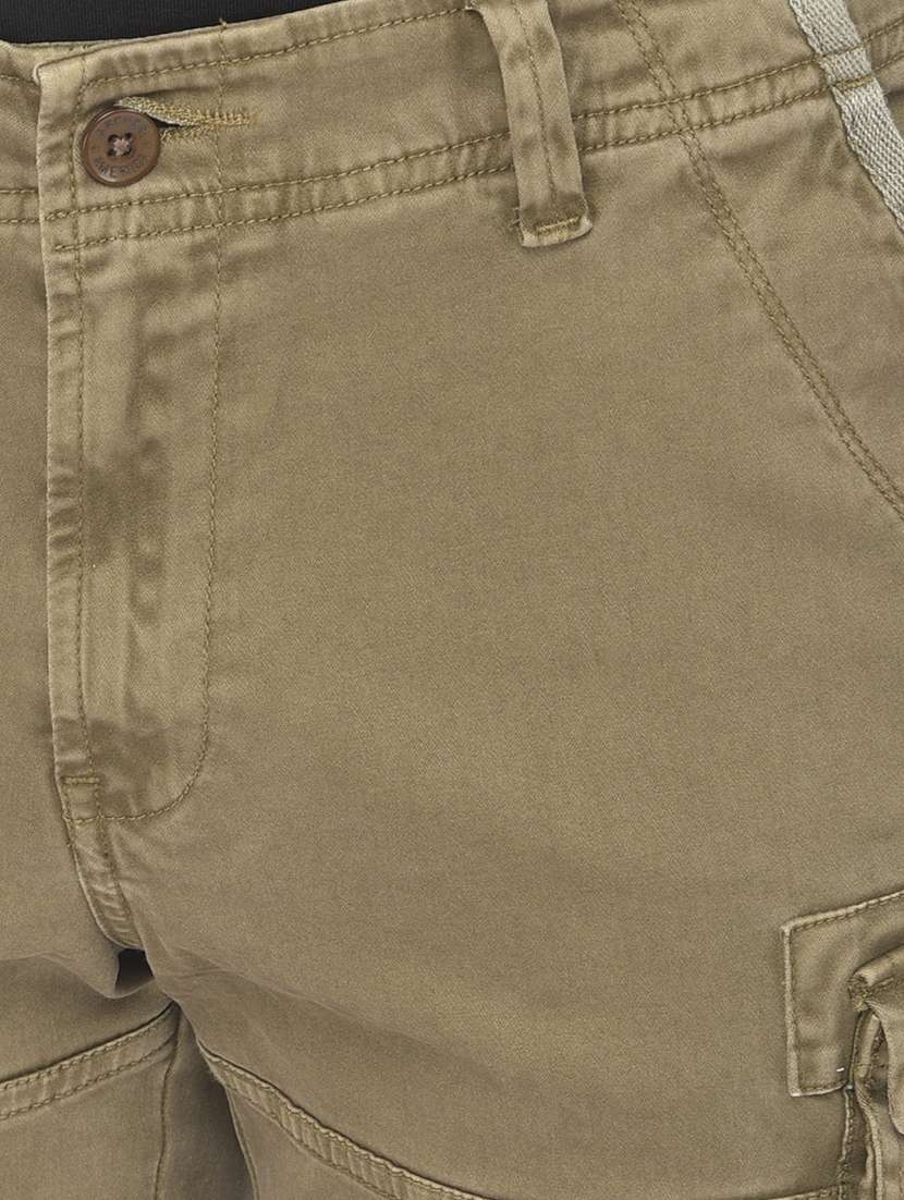 green solid cargo casual trouser - 18117618 - Standard Image - 4