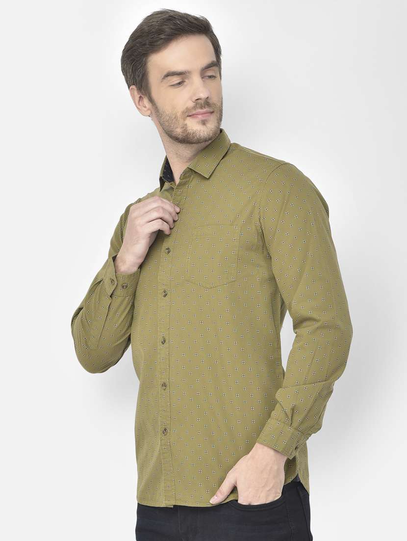 green printed casual shirt - 18117628 - Standard Image - 1