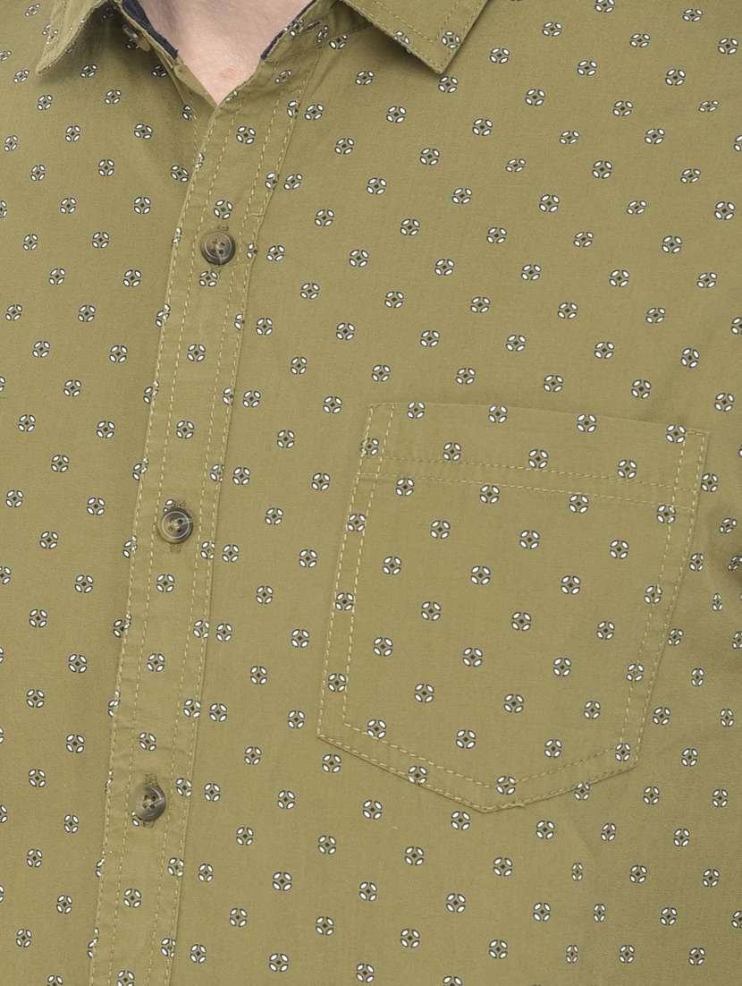 green printed casual shirt - 18117628 - Standard Image - 4