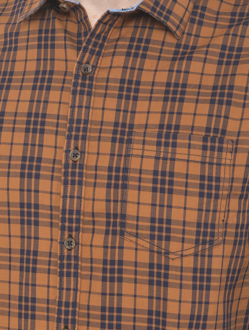 orange checked casual shirt - 18117629 - Standard Image - 4