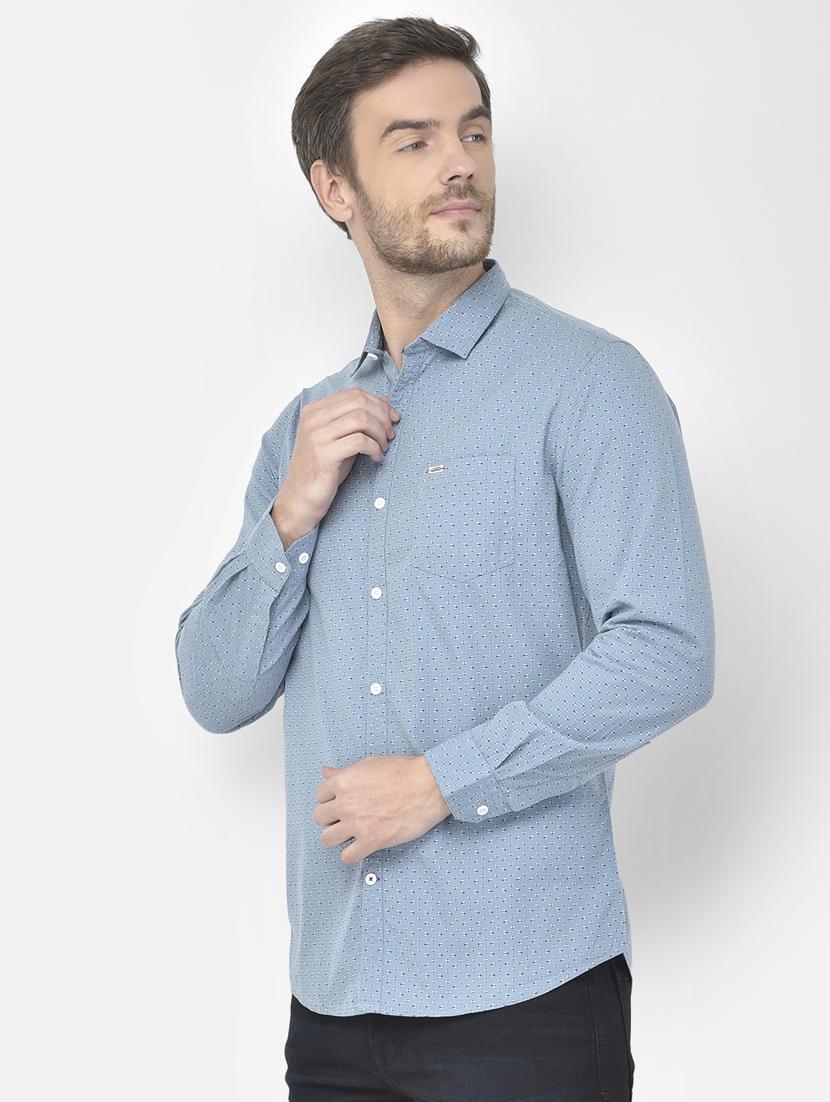 light blue printed casual shirt - 18117632 -  Standard Image - 1