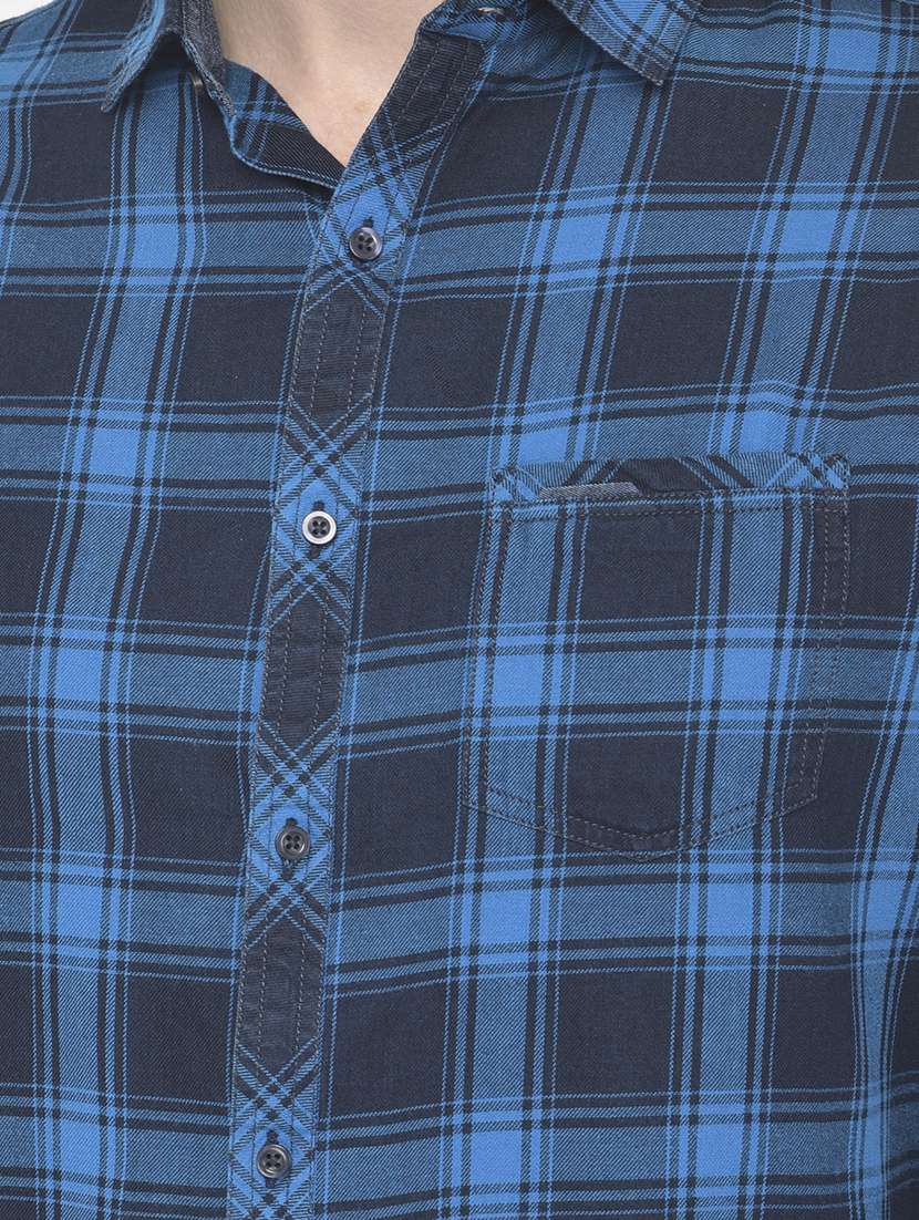 blue checked casual shirt - 18117635 - Standard Image - 4