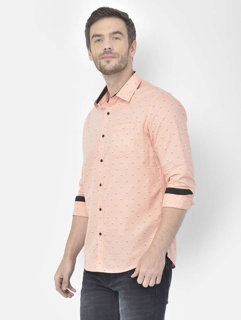 mens micro print casual shirt - 18117638 - Standard Image - 1