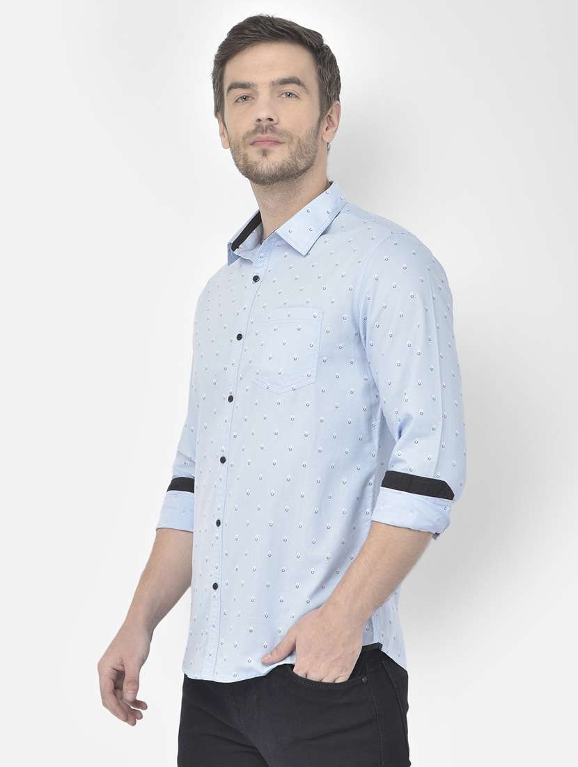 light blue printed casual shirt - 18117639 - Standard Image - 1
