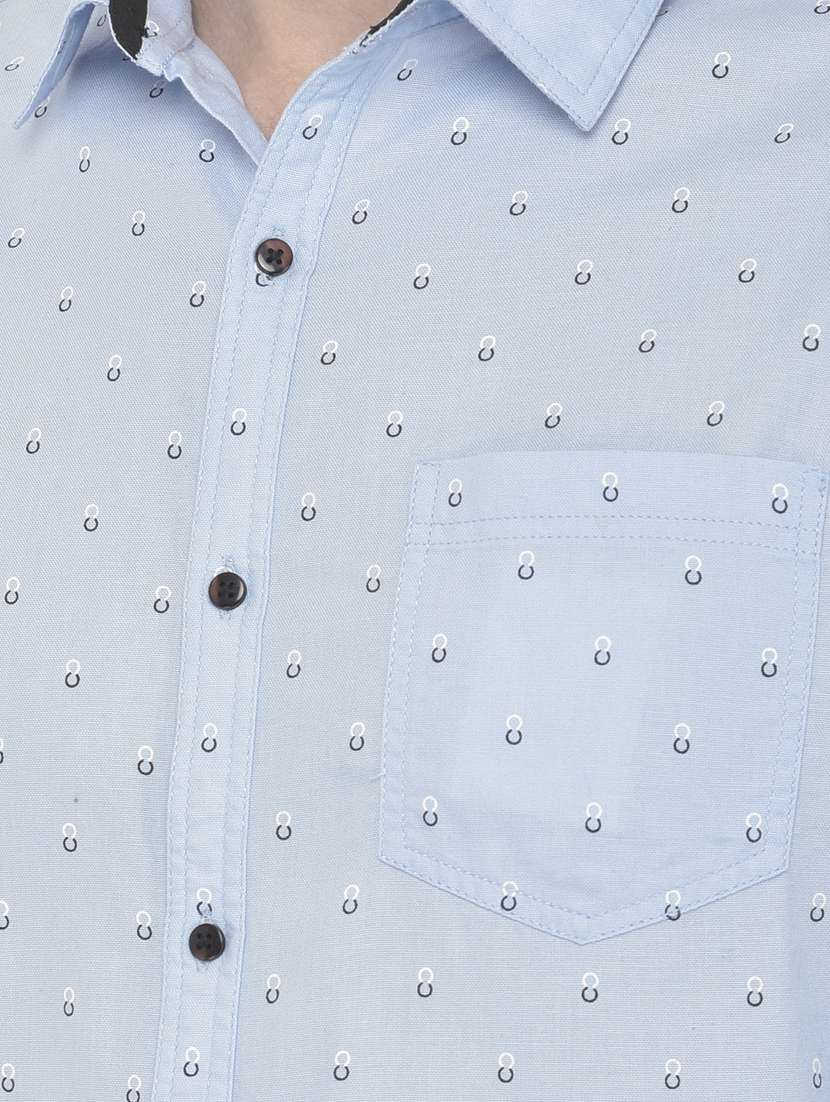 light blue printed casual shirt - 18117639 - Standard Image - 4