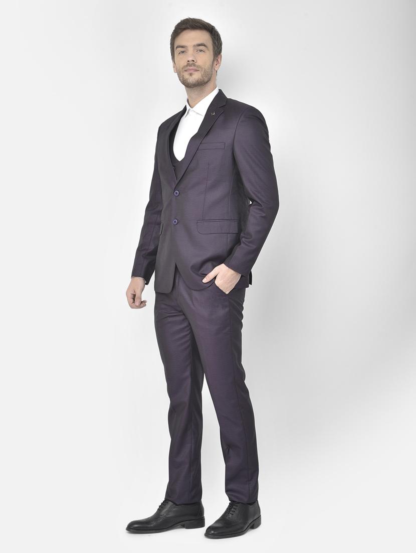 purple polyester blend single breasted suit - 18117661 - Standard Image - 1