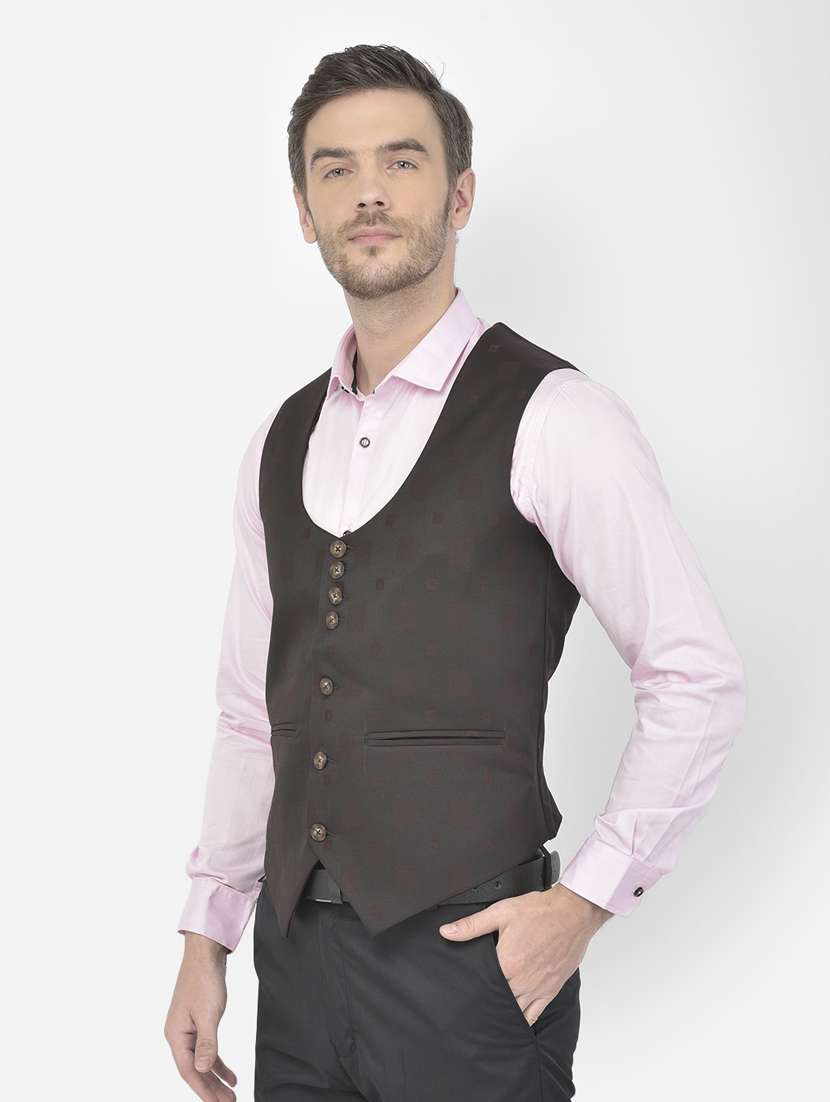 brown polyester blend waist coat - 18117672 -  Standard Image - 1
