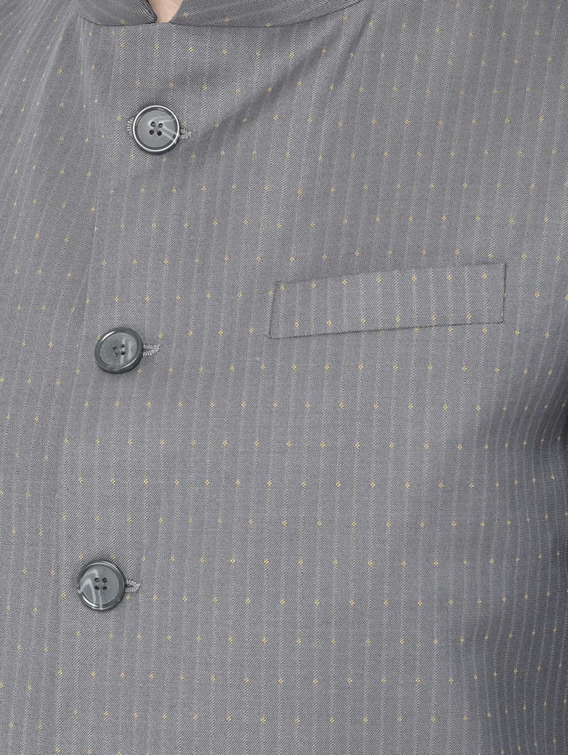 grey polyester blend nehru jacket - 18117679 - Standard Image - 4