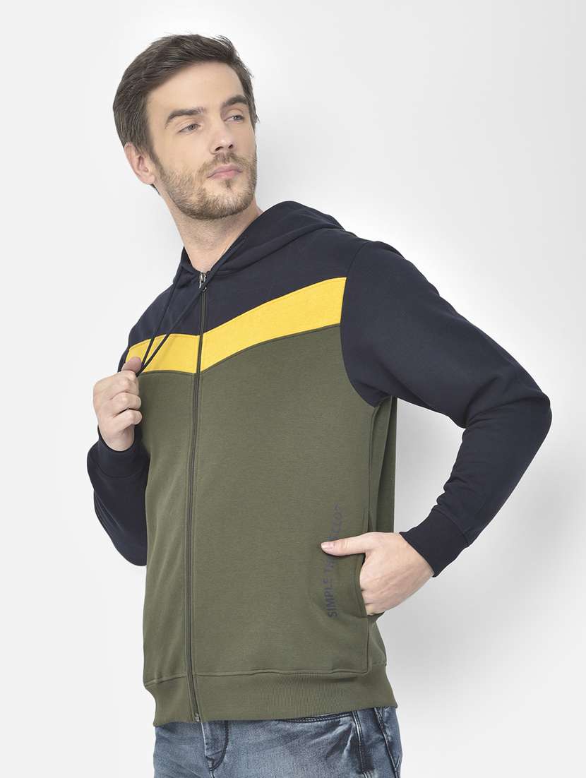 green color-blocked casual jacket - 18117704 -  Standard Image - 1