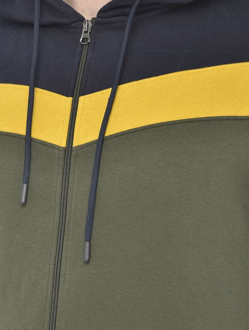 green color-blocked casual jacket - 18117704 -  Standard Image - 4