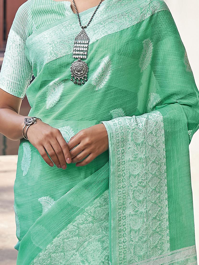 self design woven saree with blouse - 18119650 - Standard Image - 1