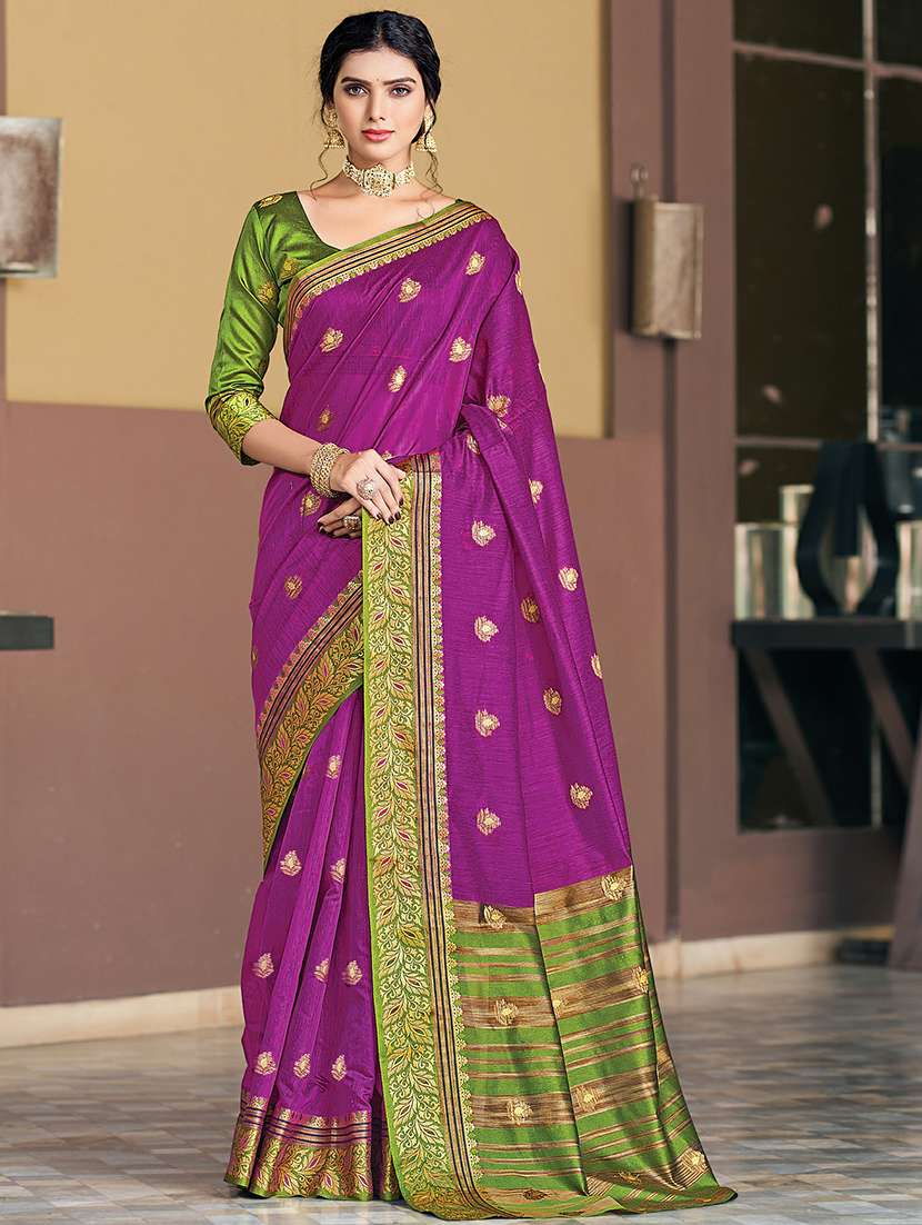 purple cotton saree with blouse