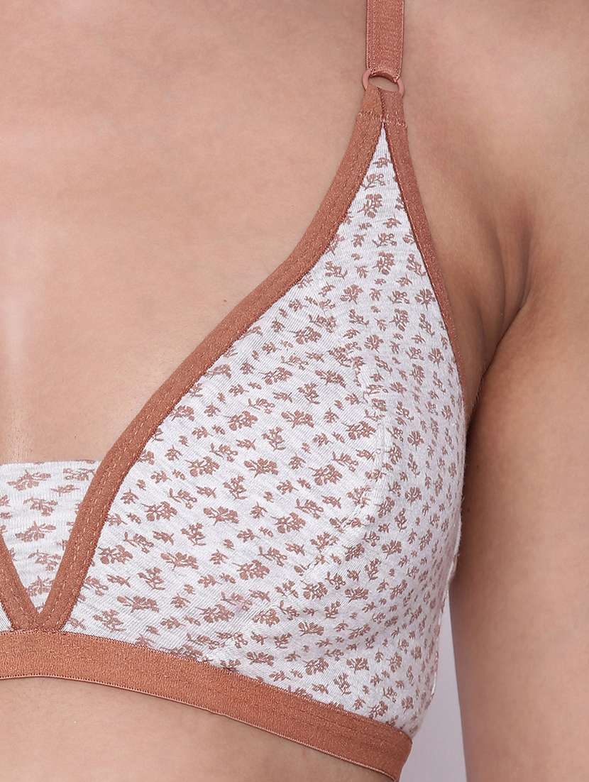 white printed plunge bra - 18119704 -  Standard Image - 4