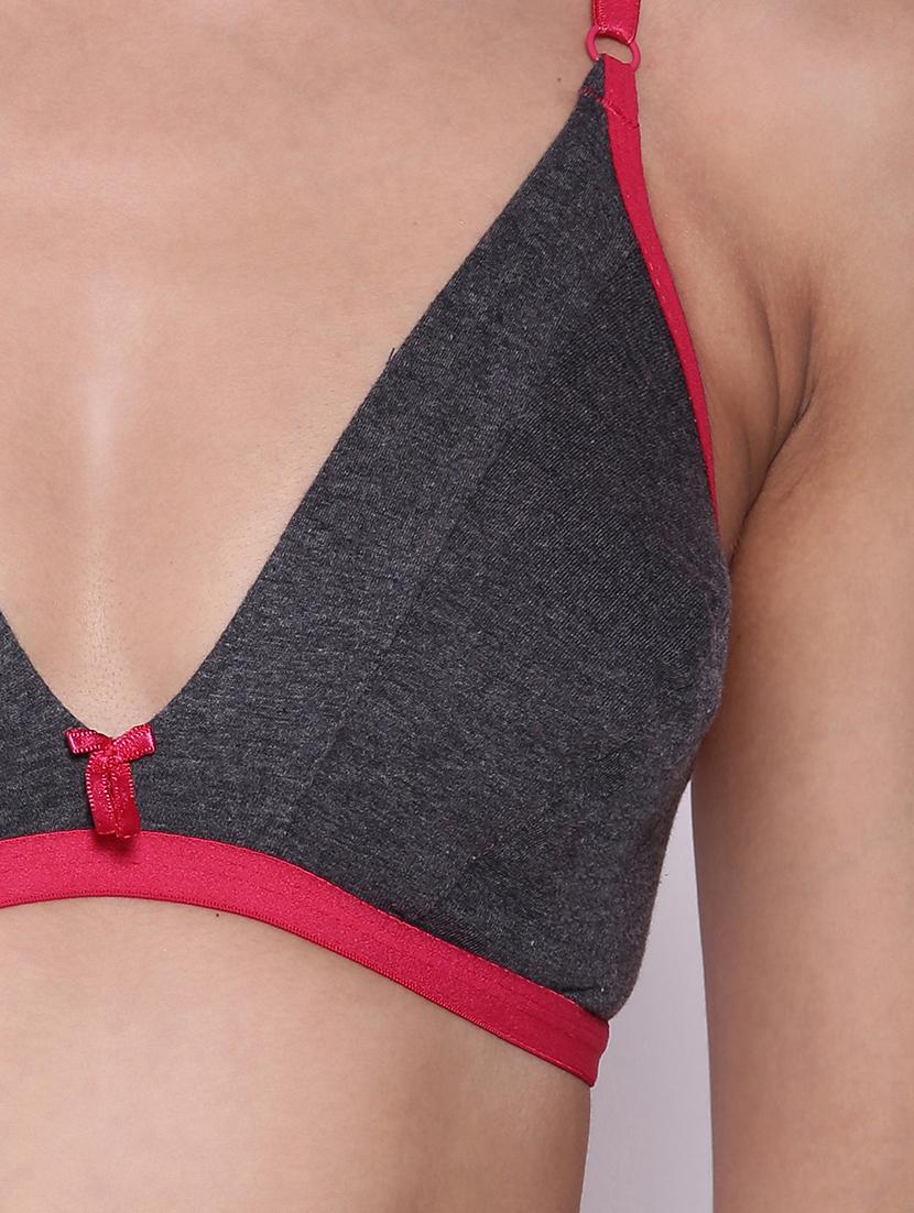 grey solid plunge bra - 18119706 - Standard Image - 4