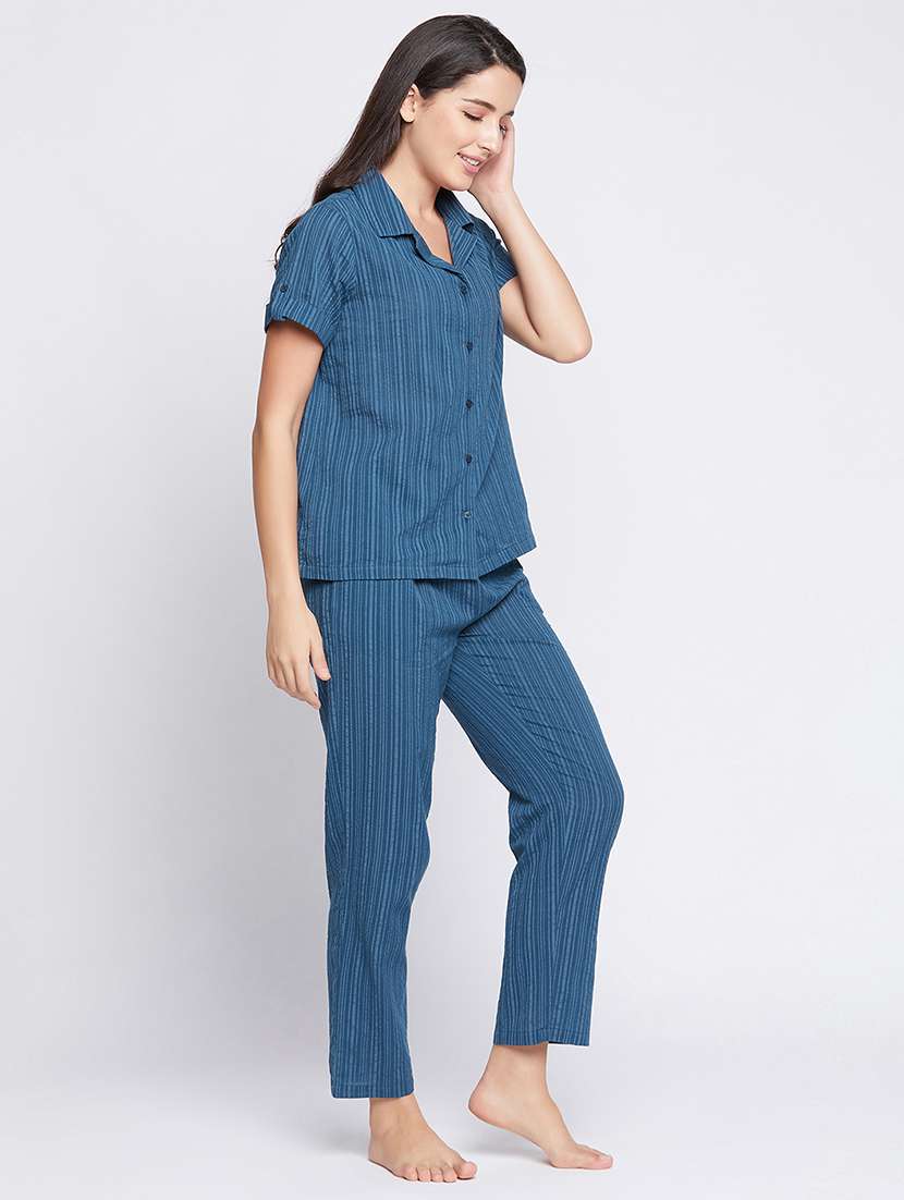blue stripe pyjama set  - 18120032 -  Standard Image - 1