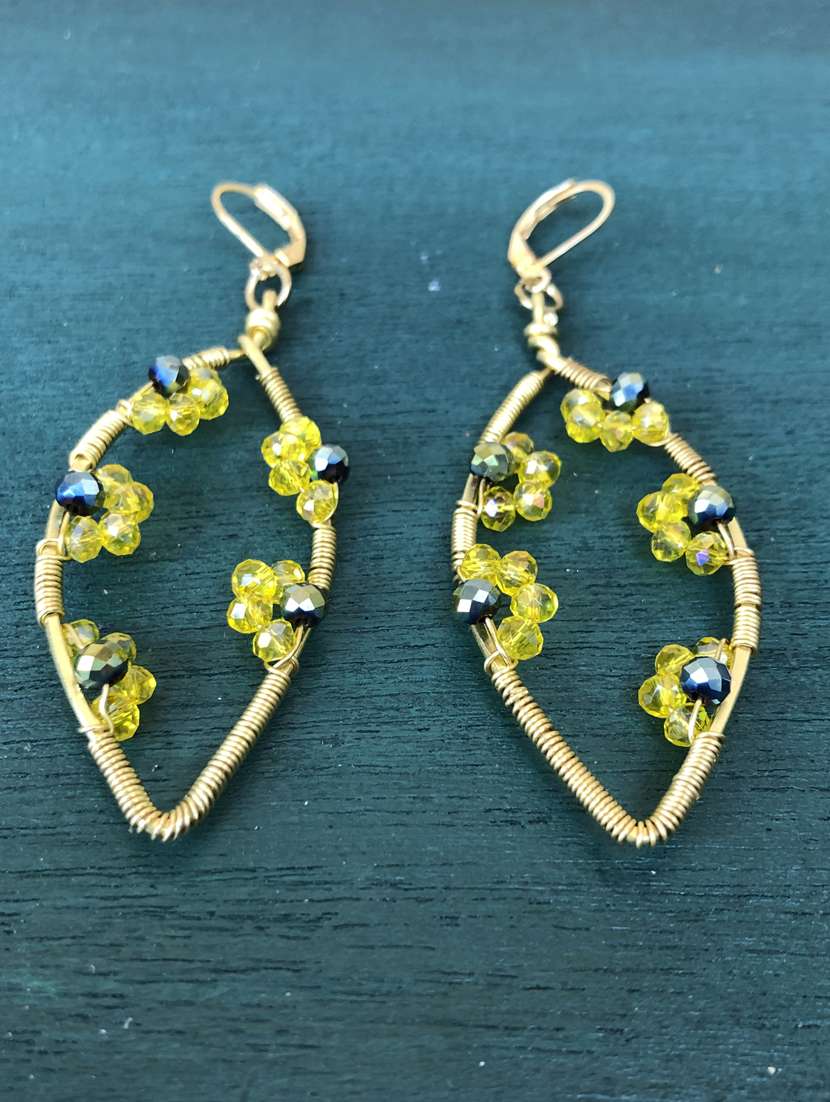 yellow crystal hoop earrings