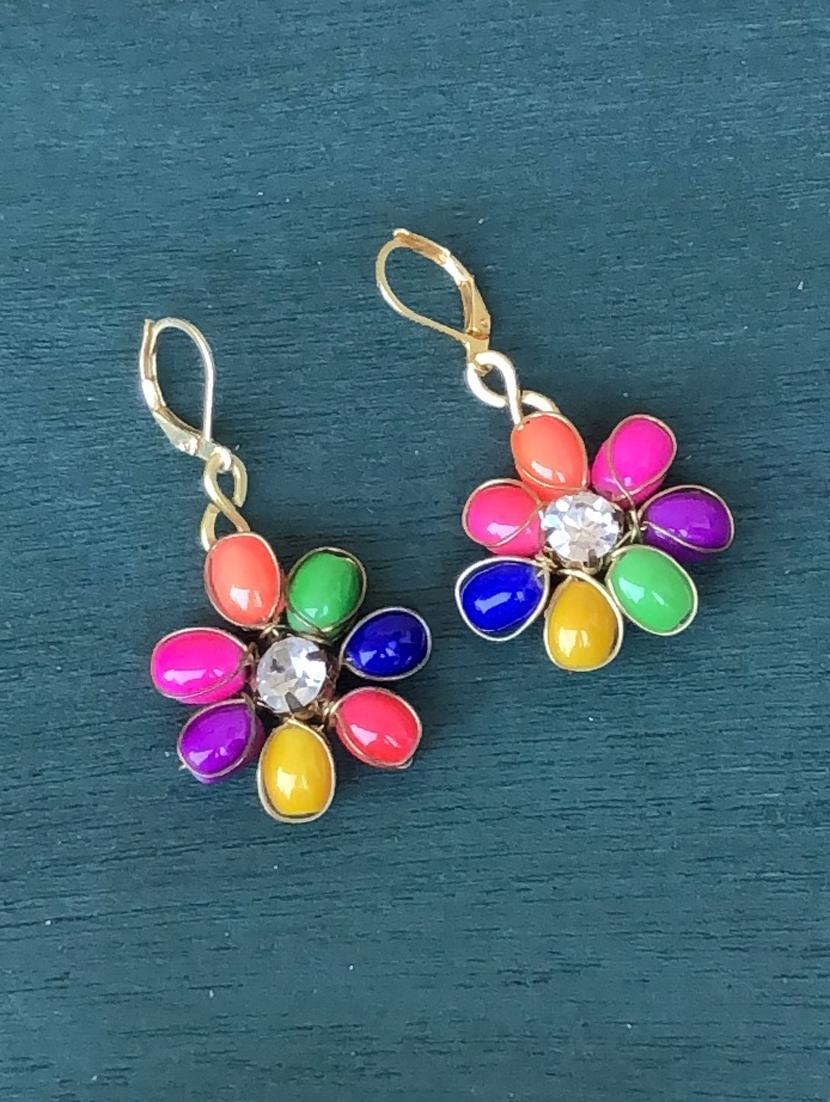 gold glass studs earrings - 18121058 - Zoom Image - 0