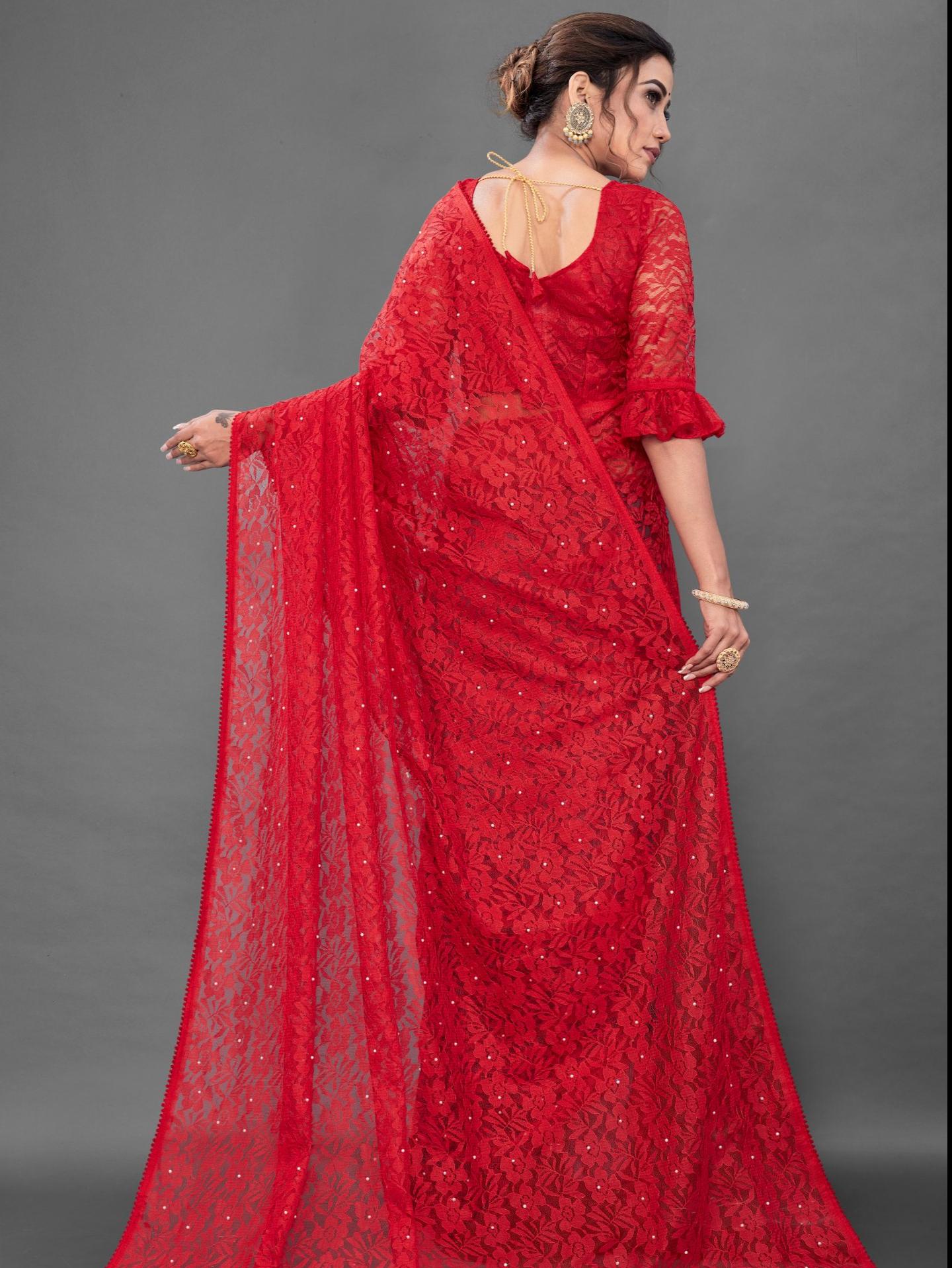 red net saree - 18128333 - Standard Image - 1