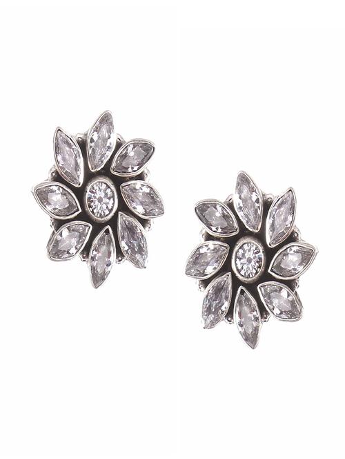 white silver studs earring - 18137973 - Standard Image - 0