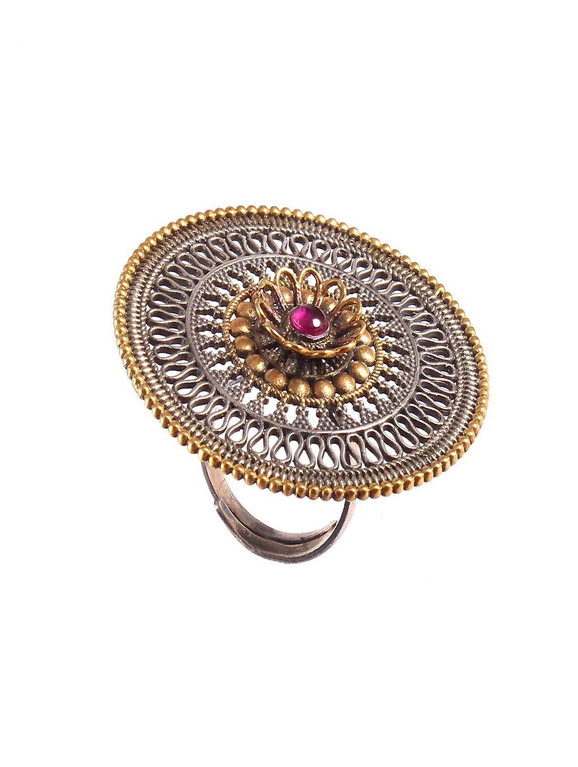 gold silver finger ring - 18138019 - Zoom Image - 0