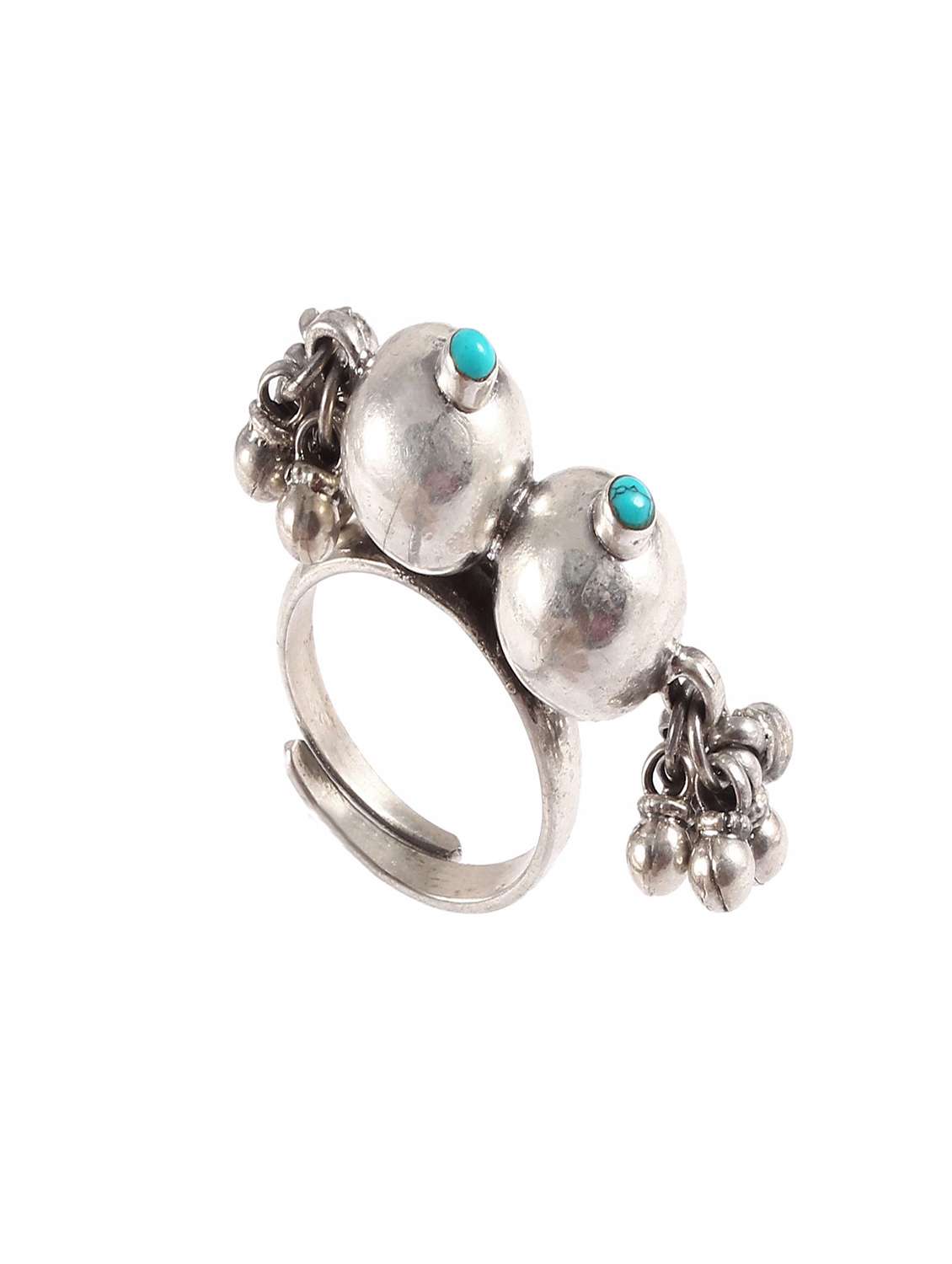 blue silver finger ring 