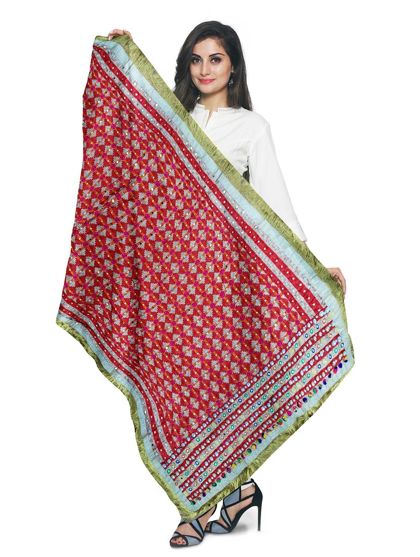red poly chiffon dupatta - 18138154 -  Standard Image - 1