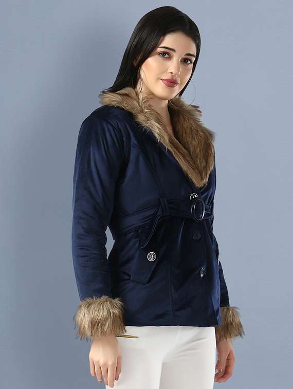 lapel neck fur jacket jacket - 18138366 -  Standard Image - 1