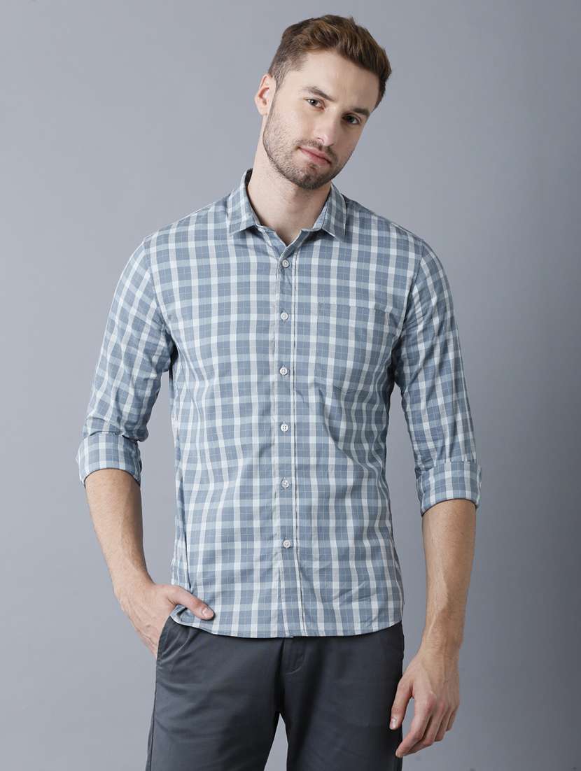 grey checkered formal shirt