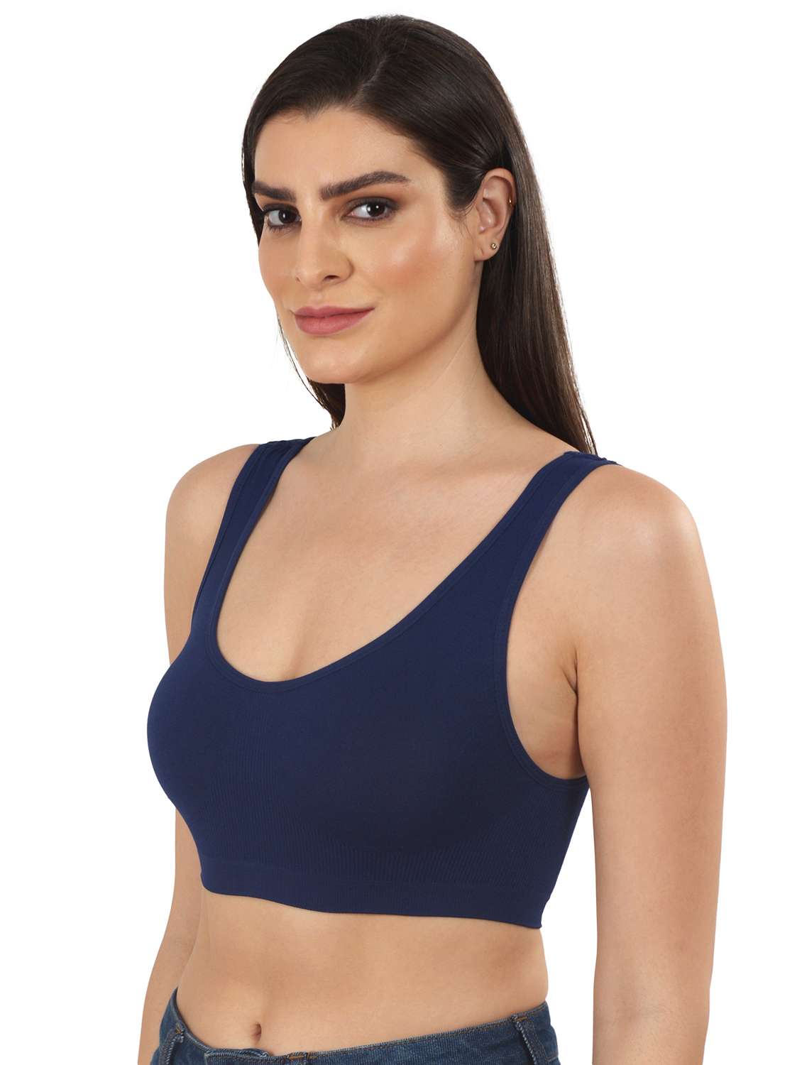 navy blue cotton blend tshirt bra - 18138595 -  Standard Image - 1