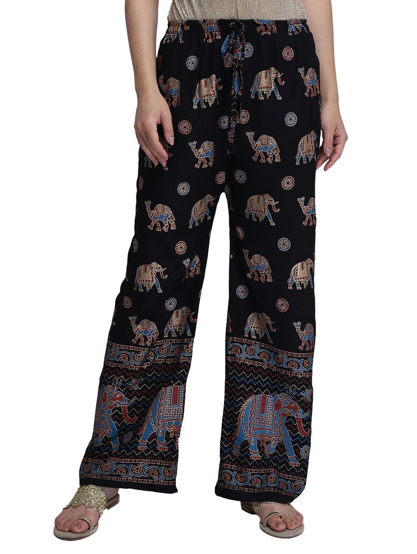 black printed palazzo - 18139763 - Zoom Image - 0