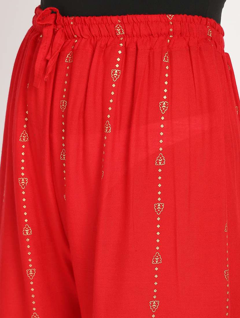 red printed straight palazzo - 18139765 - Standard Image - 4