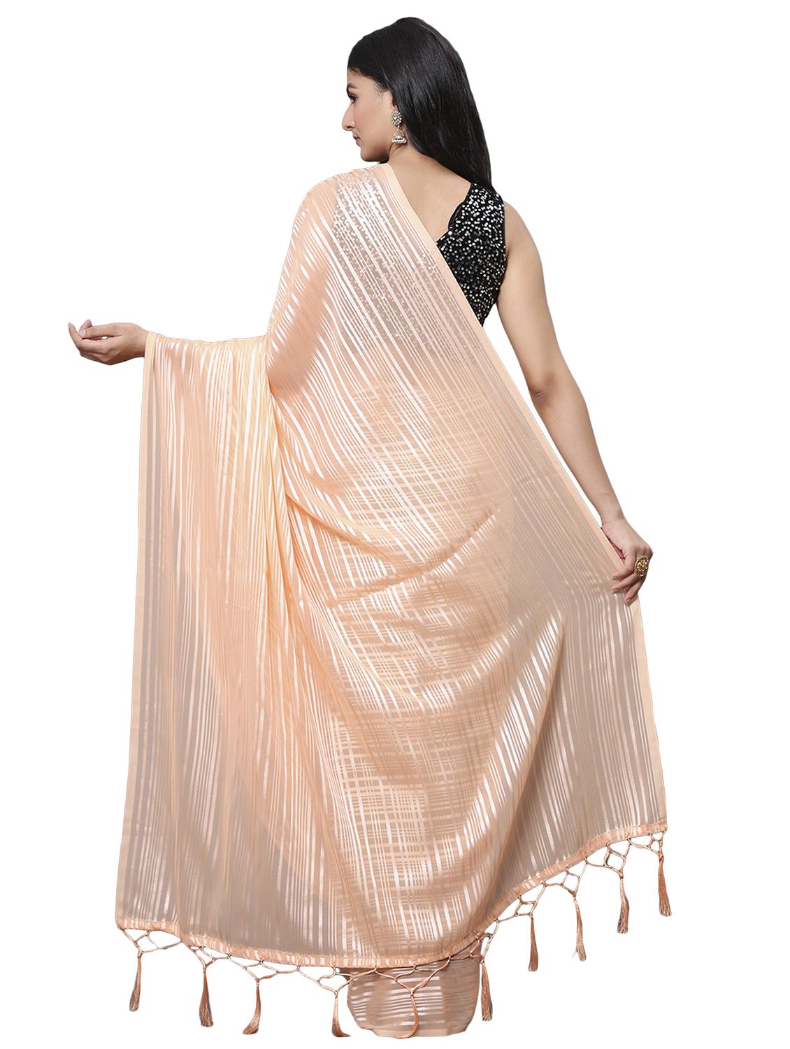 beige draped saree with blouse - 18139792 - Standard Image - 1