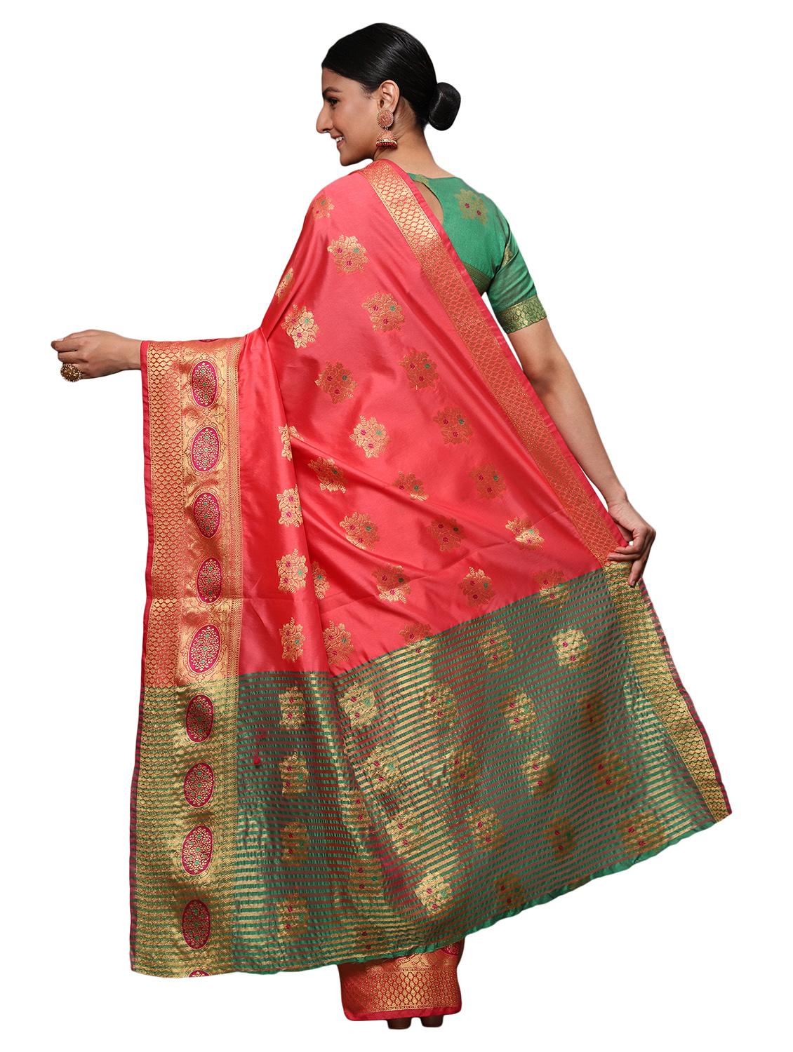 pink banarasi saree with blouse - 18139822 - Standard Image - 1