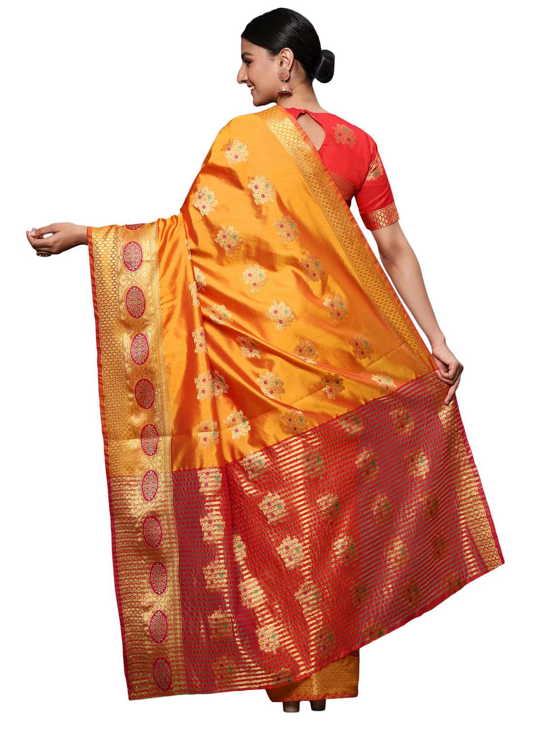 zari work woven saree with blouse - 18139823 - Standard Image - 1