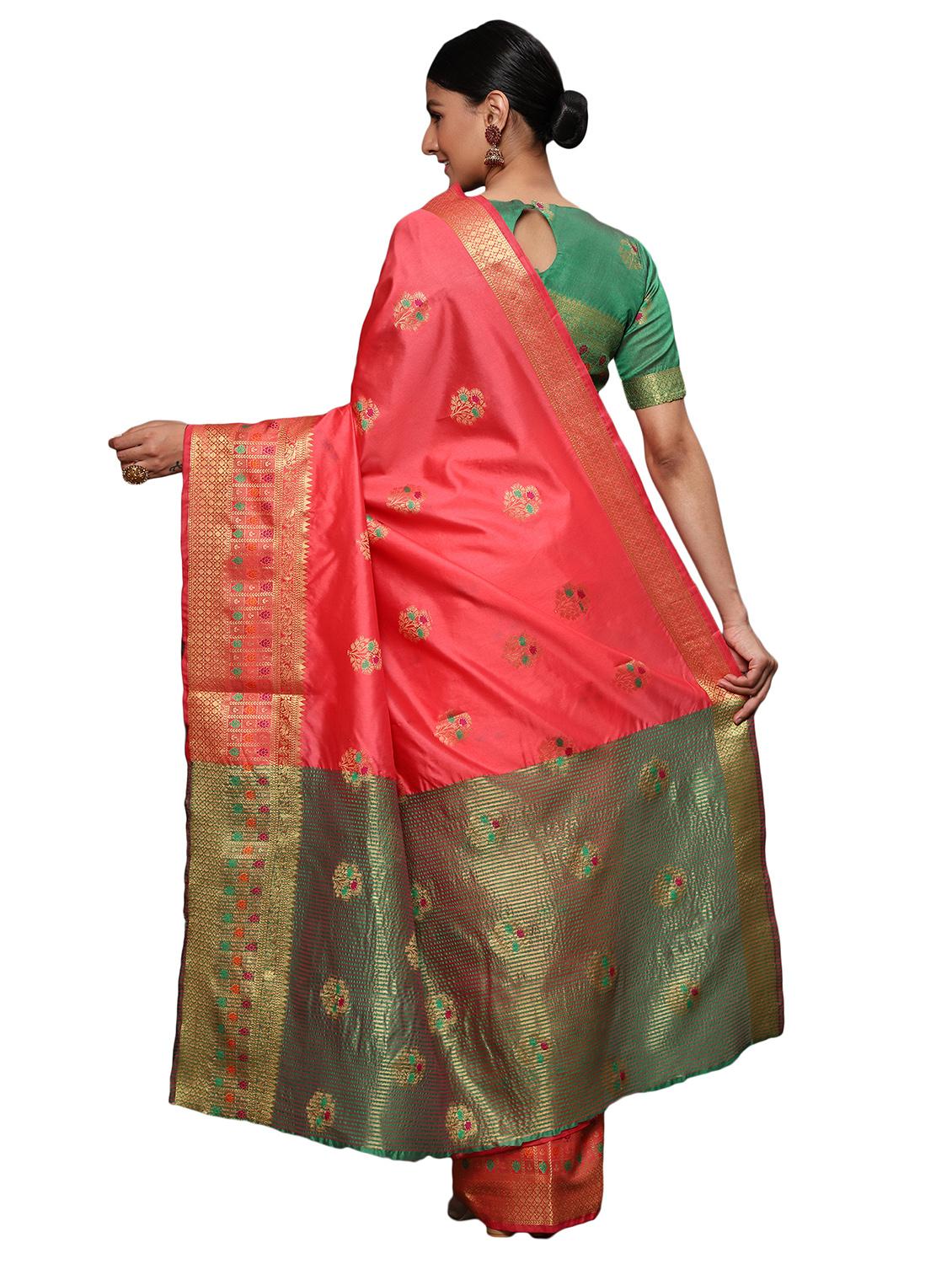 zari work woven saree with blouse - 18139828 - Standard Image - 1