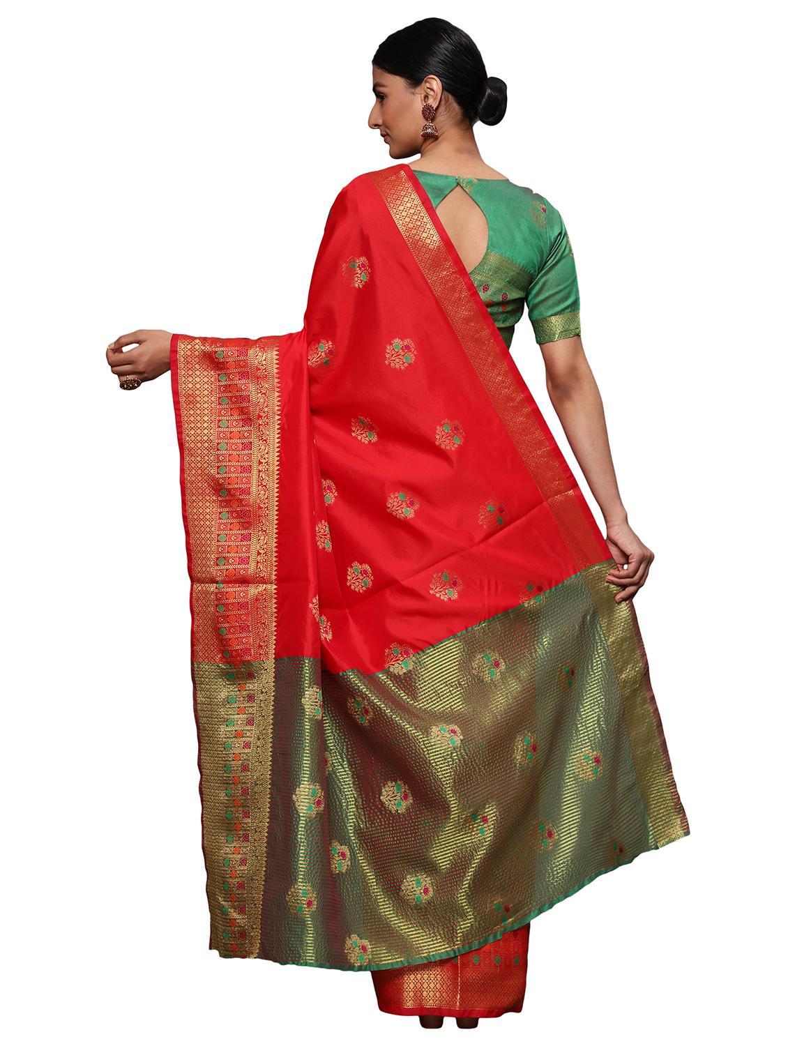 zari work woven saree with blouse - 18139833 - Standard Image - 1