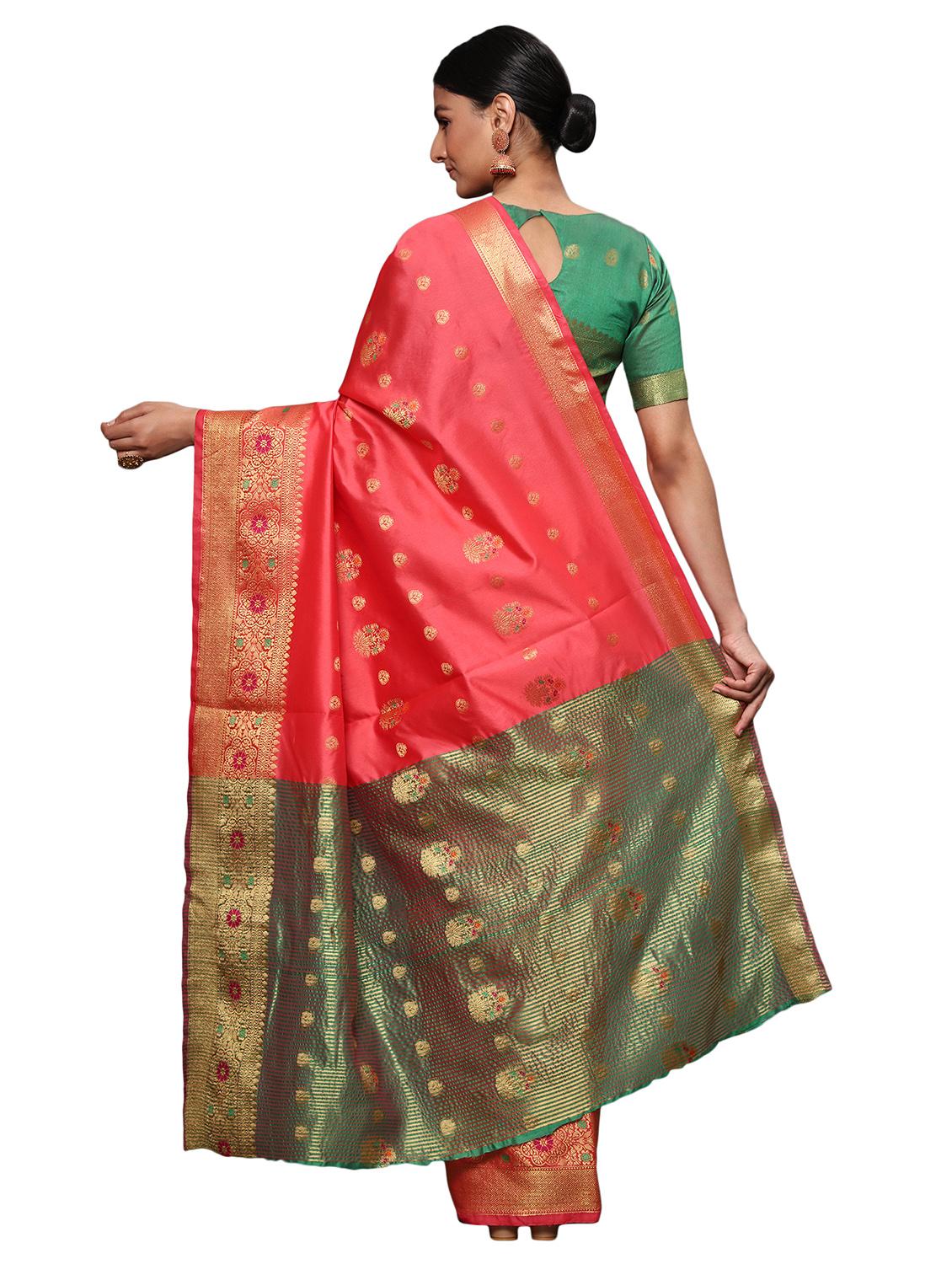 zari work woven saree with blouse - 18139834 - Standard Image - 1