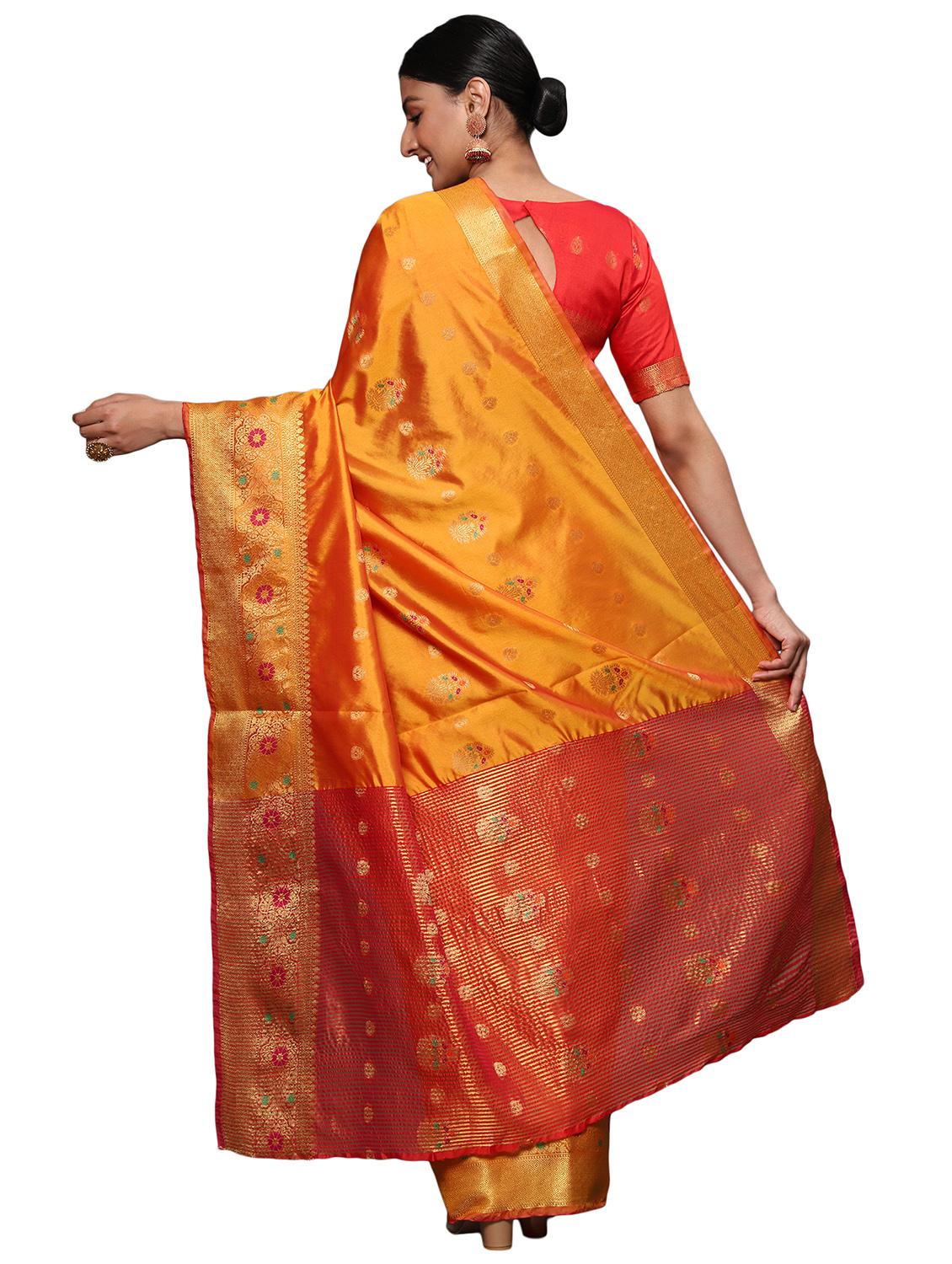 zari work woven saree with blouse - 18139835 - Standard Image - 1
