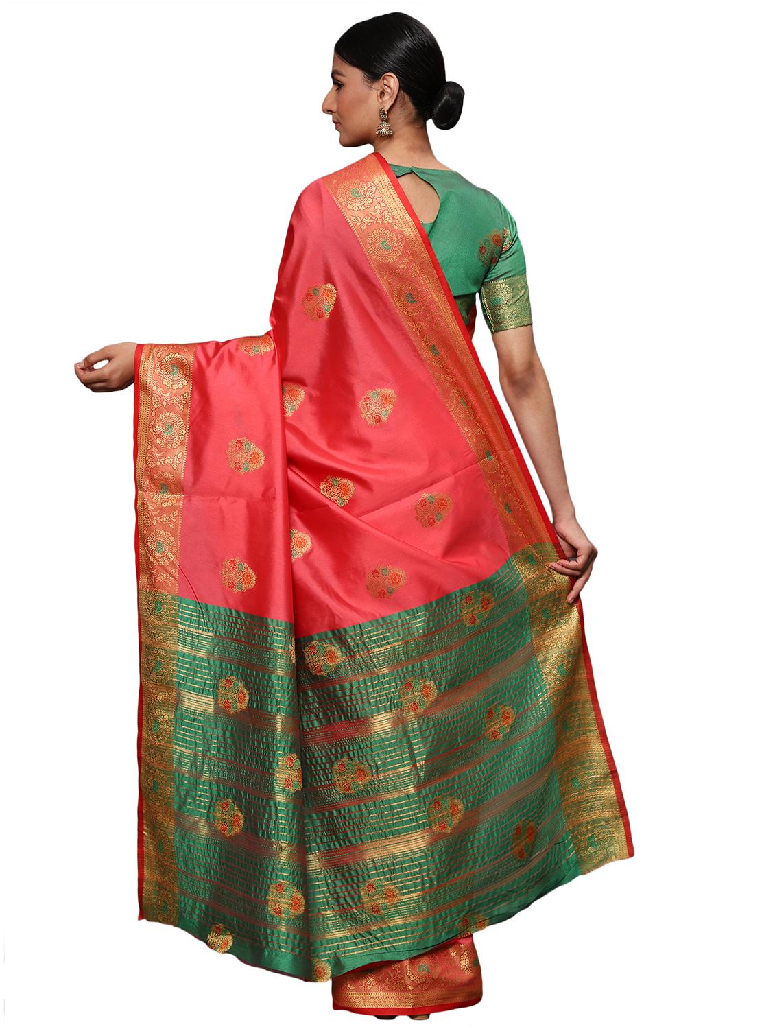 zari work woven saree with blouse - 18139840 - Standard Image - 1