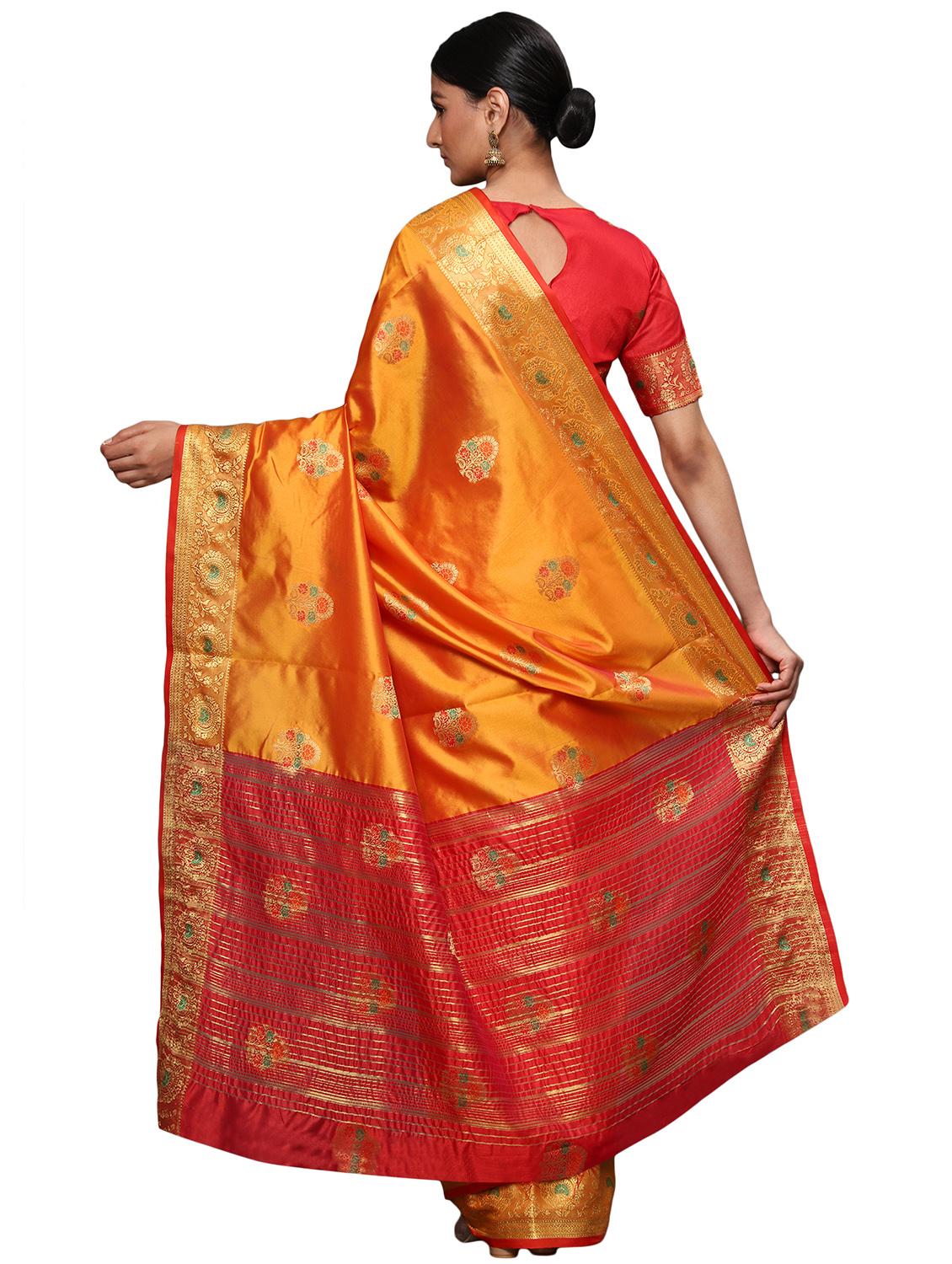 zari work woven saree with blouse - 18139841 - Standard Image - 1
