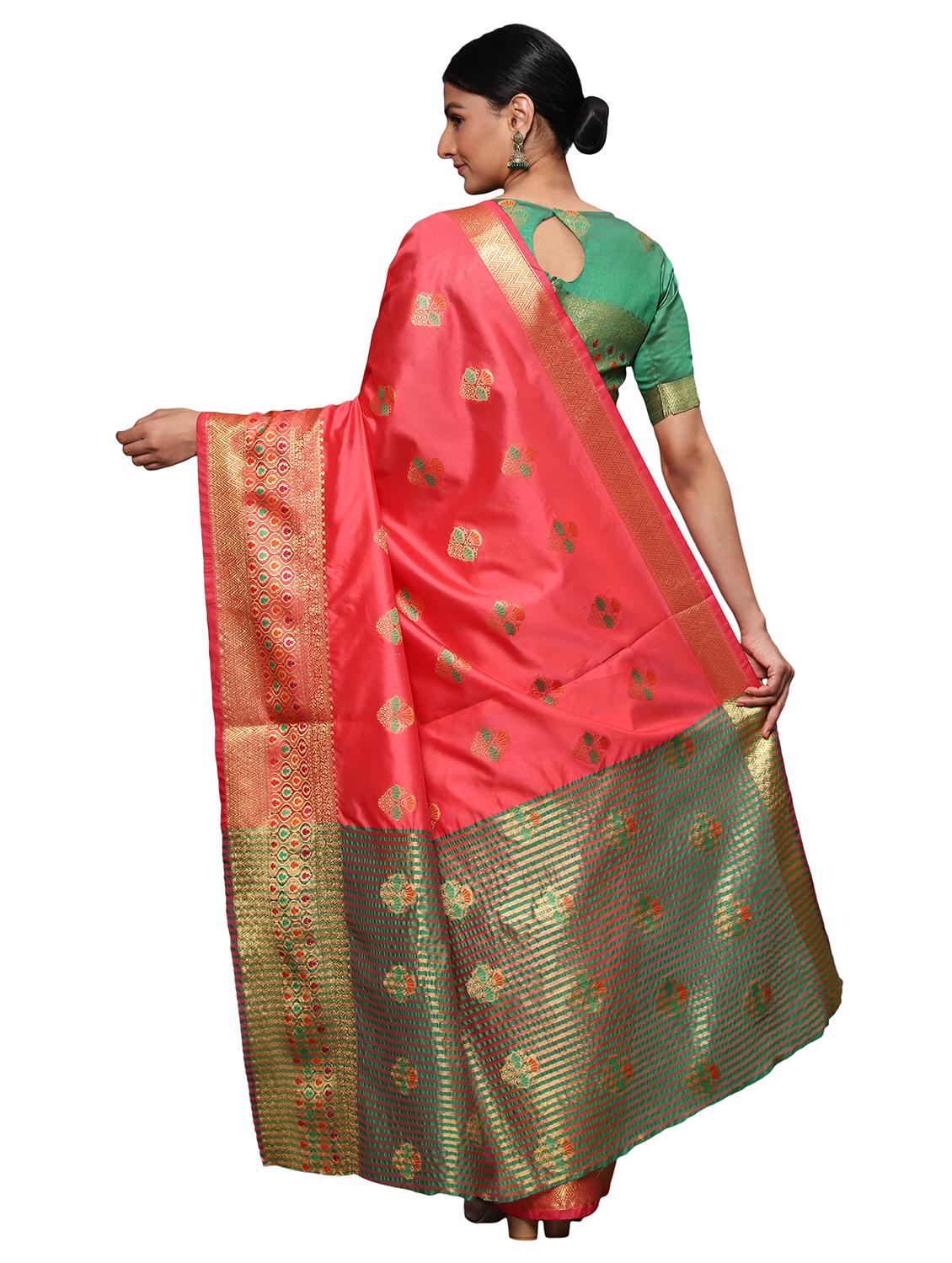 zari work woven saree with blouse - 18139846 -  Standard Image - 1