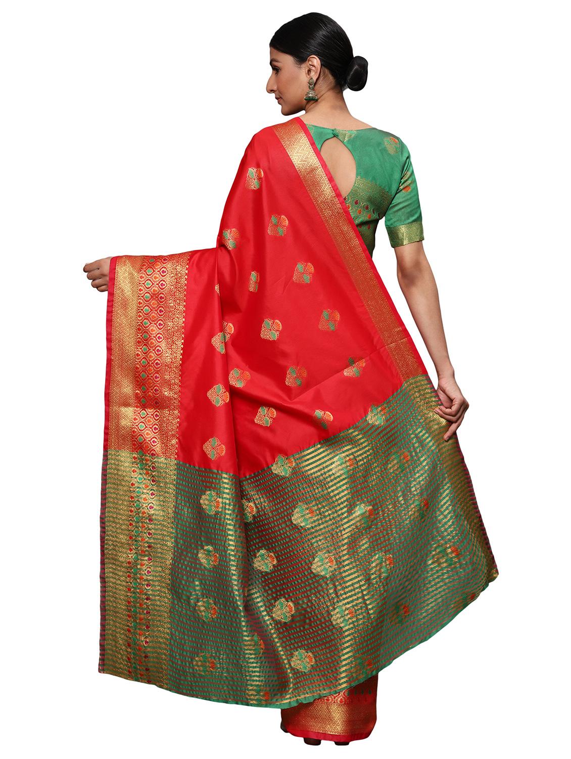 zari work woven saree with blouse - 18139851 - Standard Image - 1