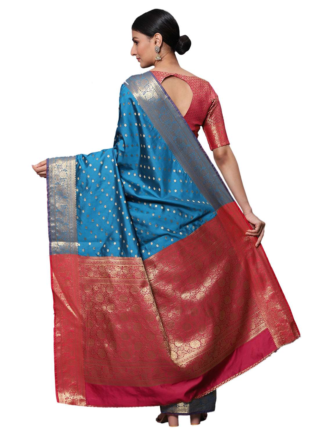 zari work woven saree with blouse - 18139854 - Standard Image - 1