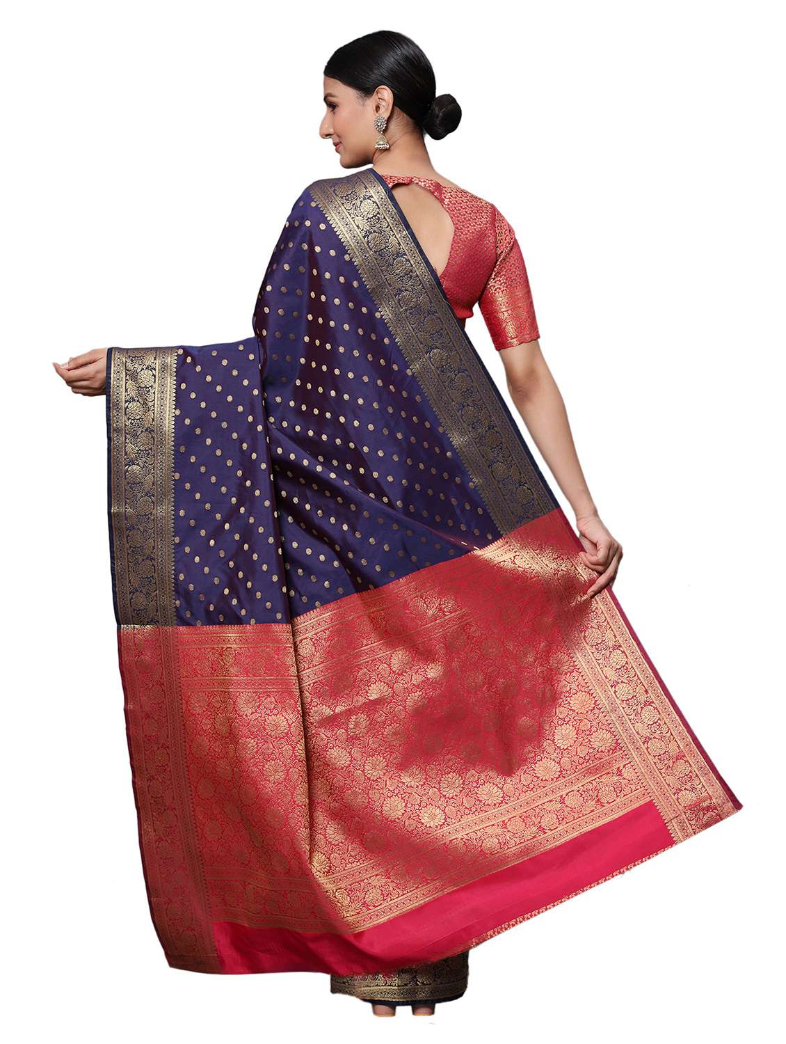 zari work woven saree with blouse - 18139857 - Standard Image - 1