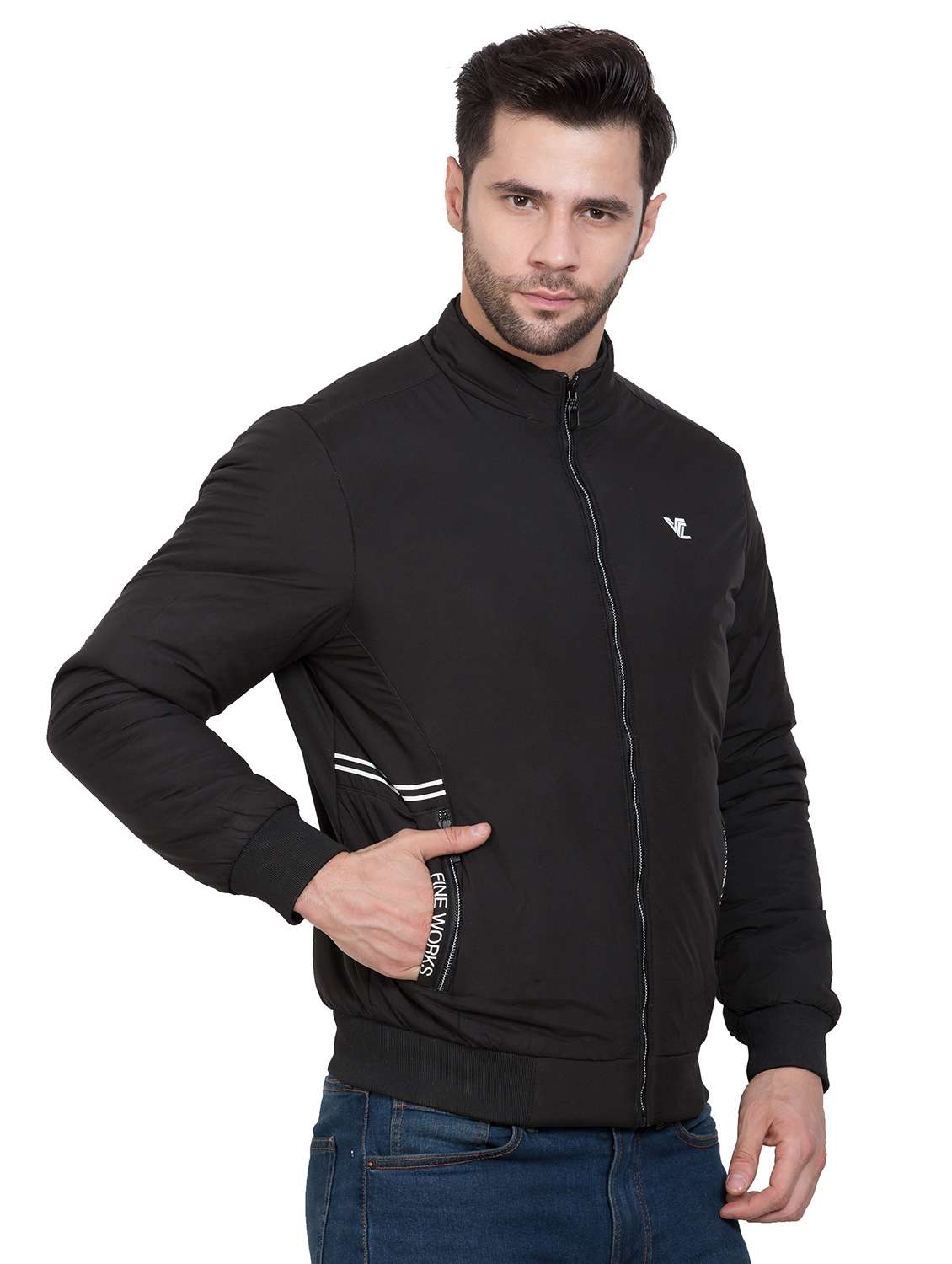 black polyester bomber jacket - 18139890 -  Standard Image - 1